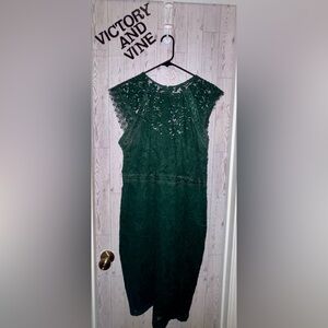 Premier Forest Green Lace Midi Dress